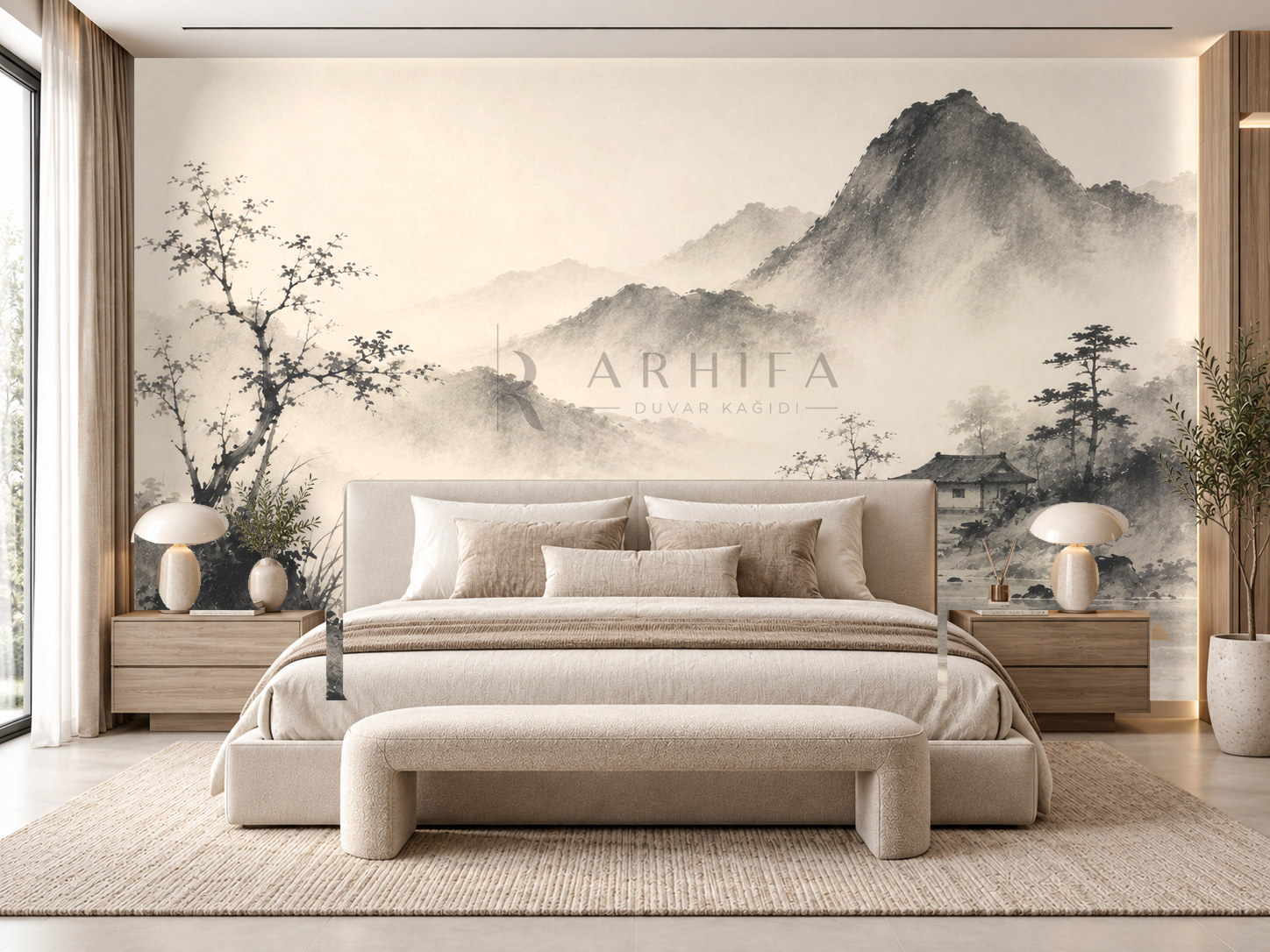 — Wabi Ink Landscape Duvar Kağıdı (JI-010) – görsel 1