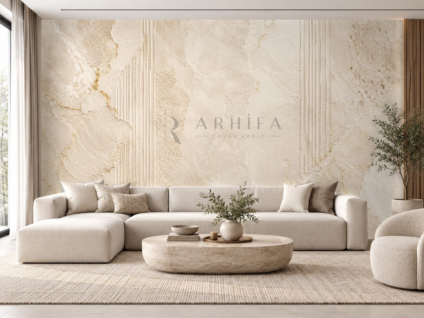Imperial Texture (Lüks sıva, taş ve traverten dokuları) Duvar Kağıdı (LC-007) – görsel 1