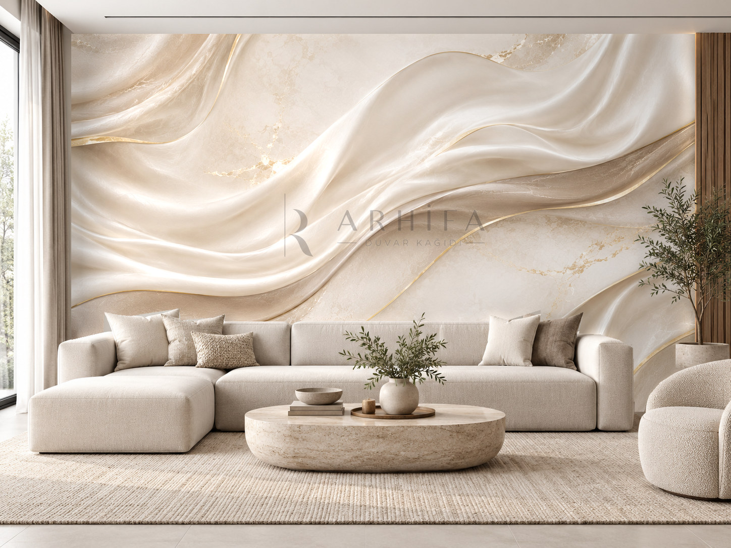 Royal Silk (İpek kumaş hissi veren akışkan katmanlar) Duvar Kağıdı (LC-014) – görsel 1