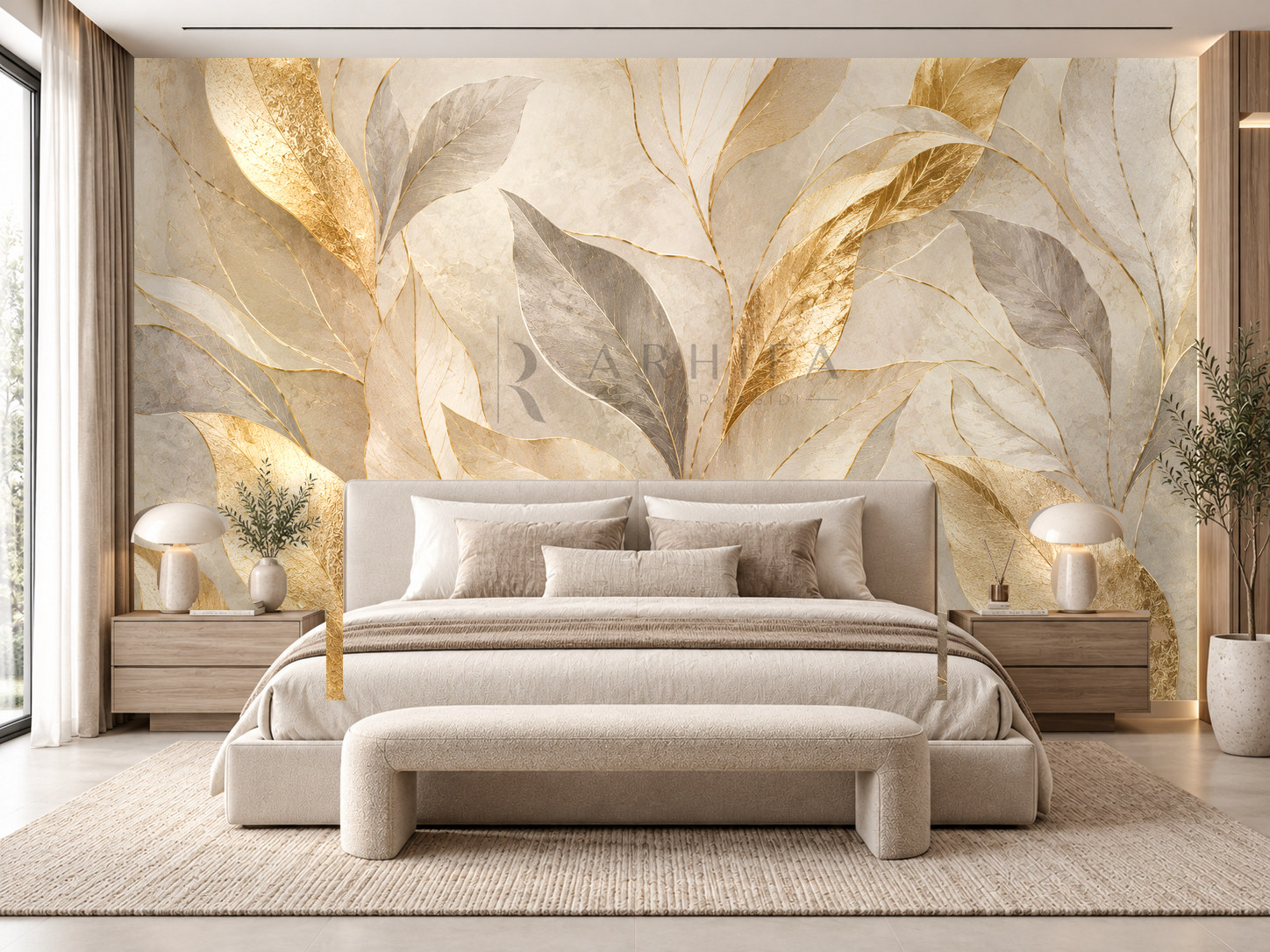 Golden Leaves Duvar Kağıdı (LN-001) – görsel 1