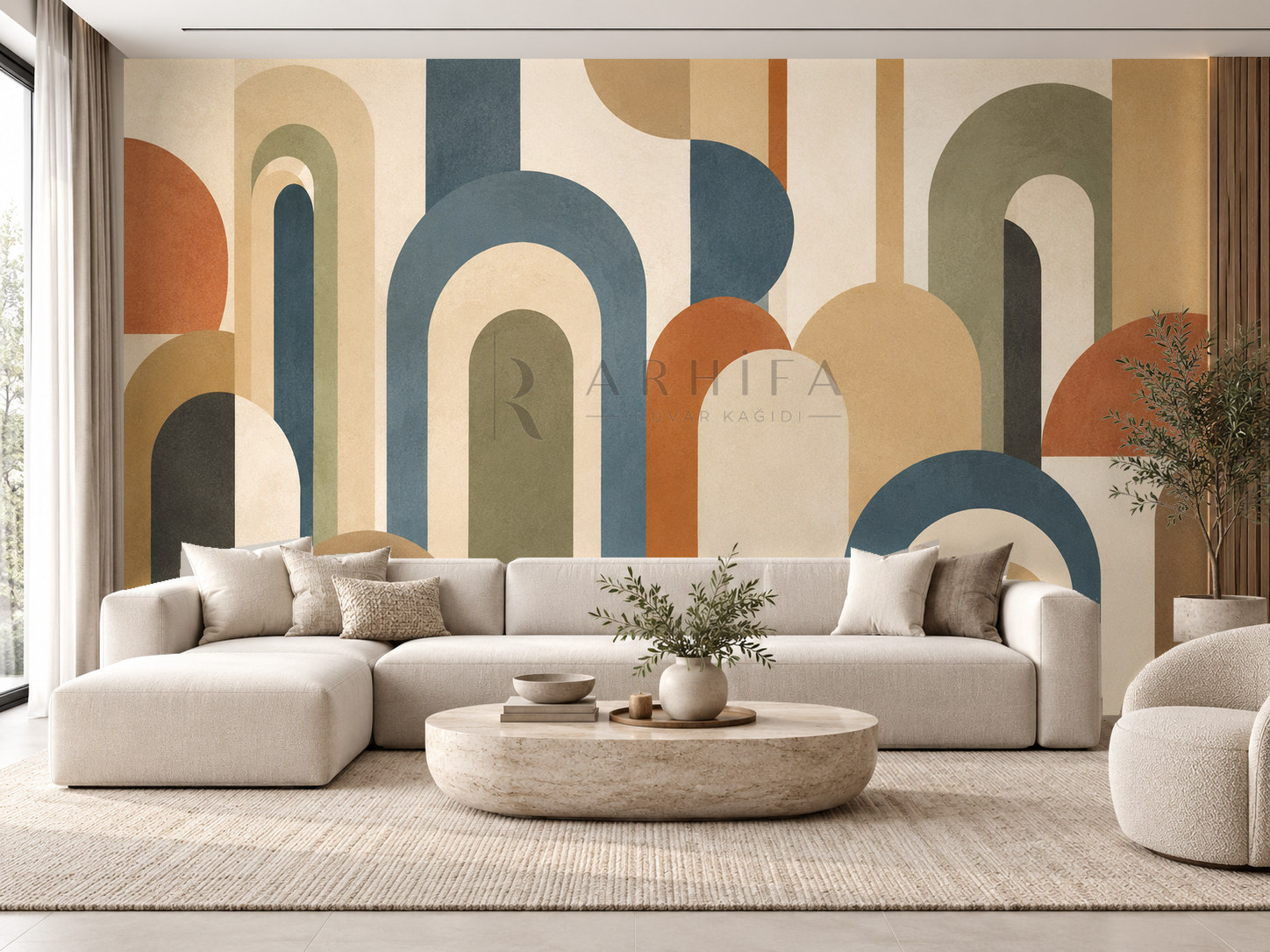 — Retro Arches Duvar Kağıdı (RM-001) – görsel 1