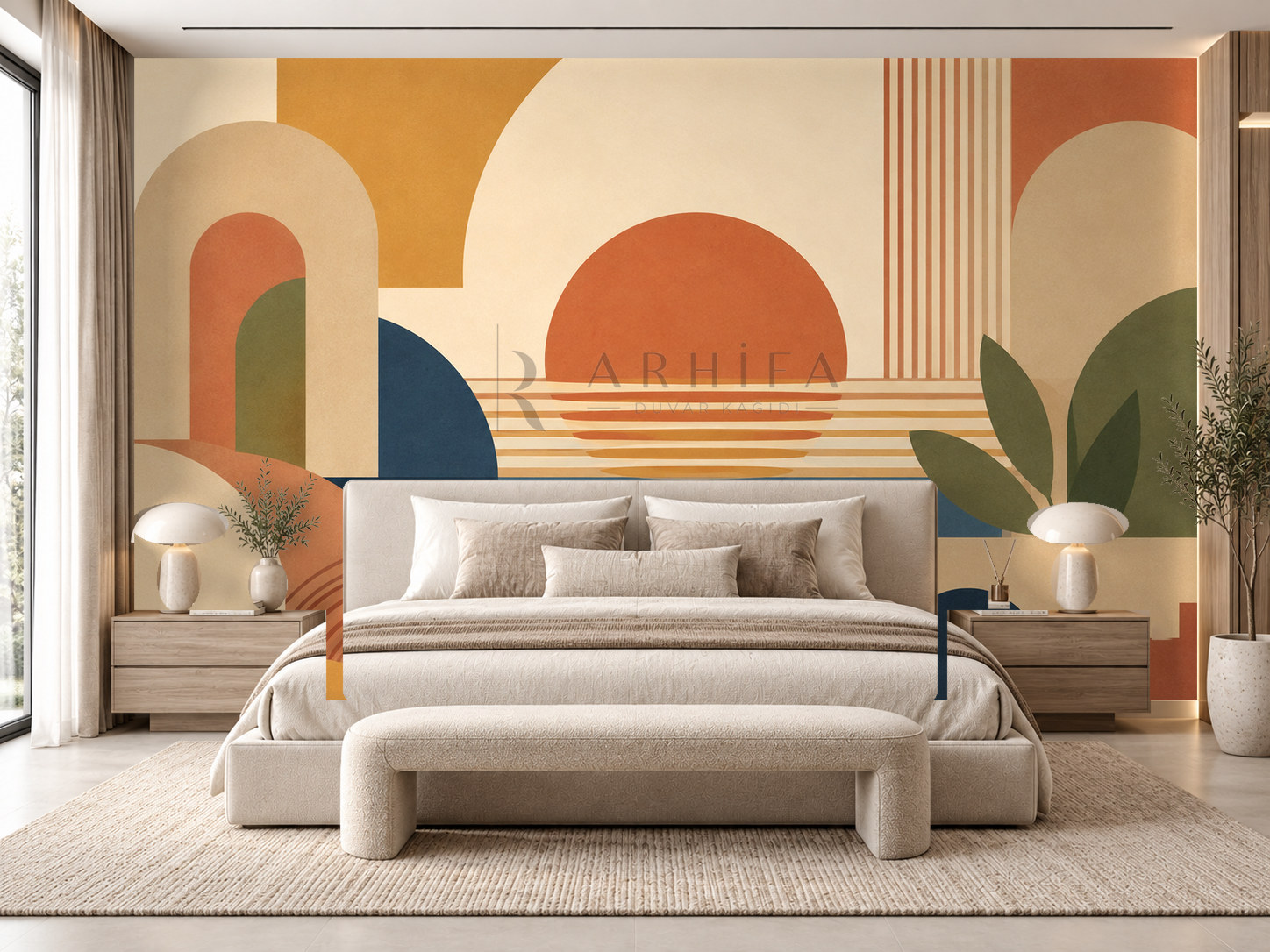 — Sunset Geometry Duvar Kağıdı (RM-002) – görsel 1