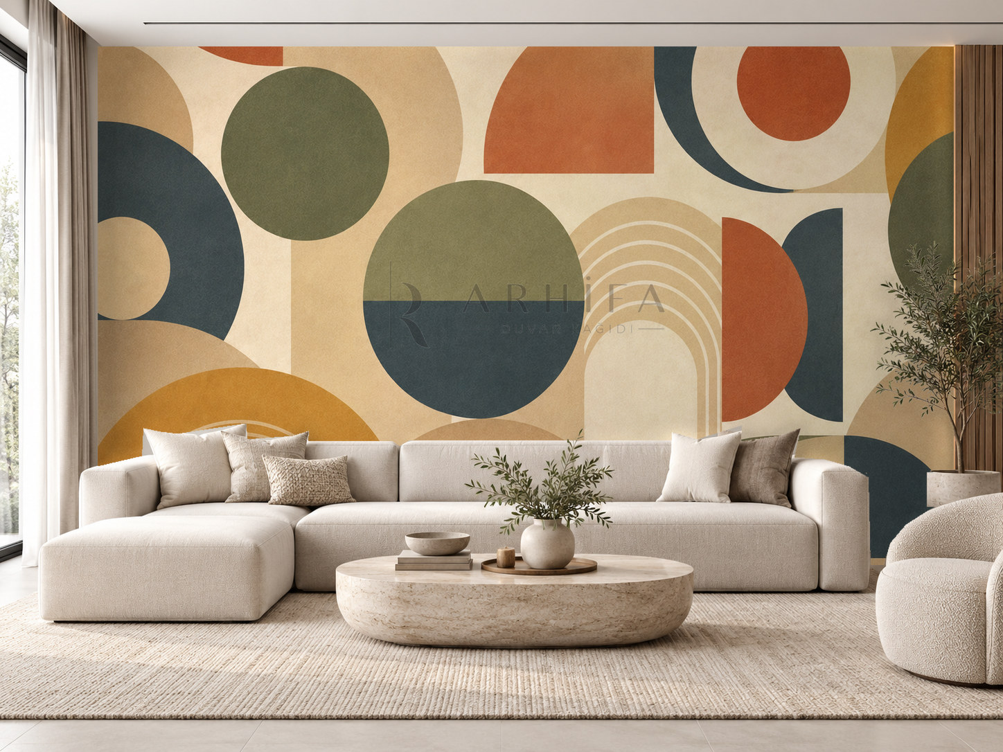 — Retro Circles Duvar Kağıdı (RM-005) – görsel 1