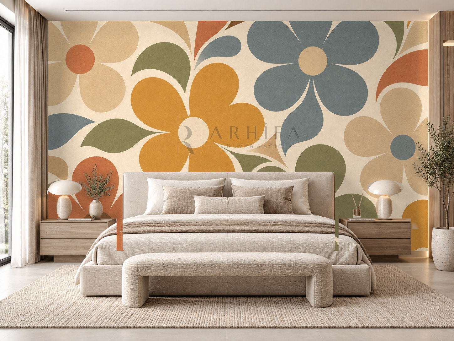 — Retro Bloom Duvar Kağıdı (RM-008) – görsel 1