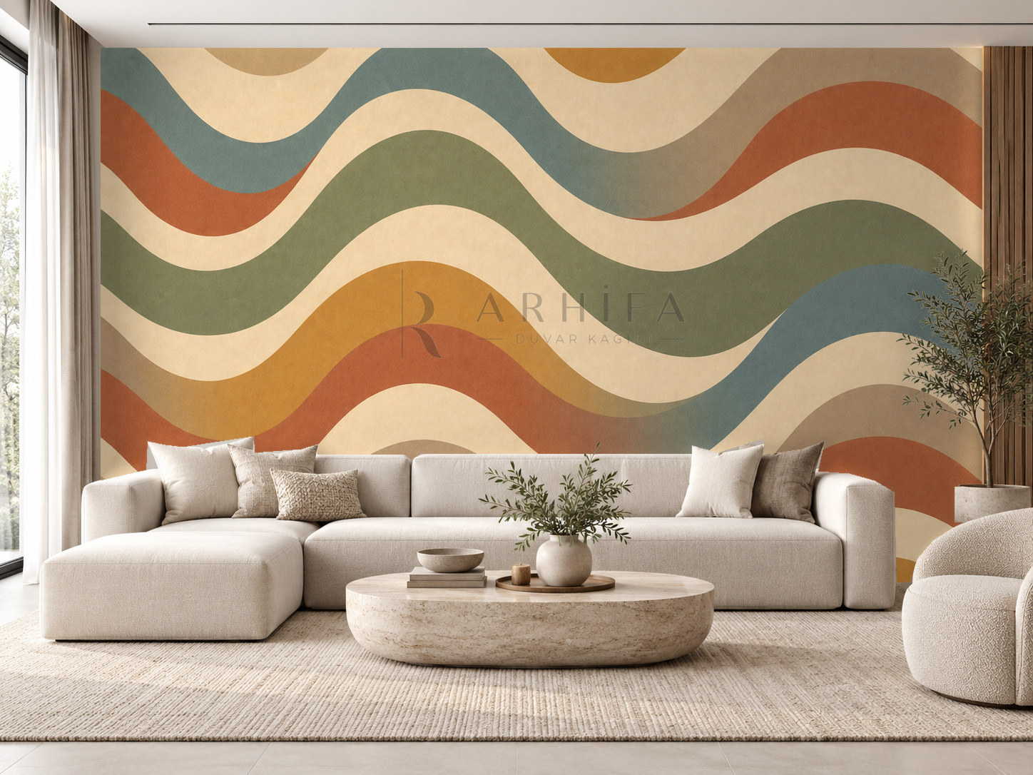 — Vintage Waves Duvar Kağıdı (RM-013) – görsel 1