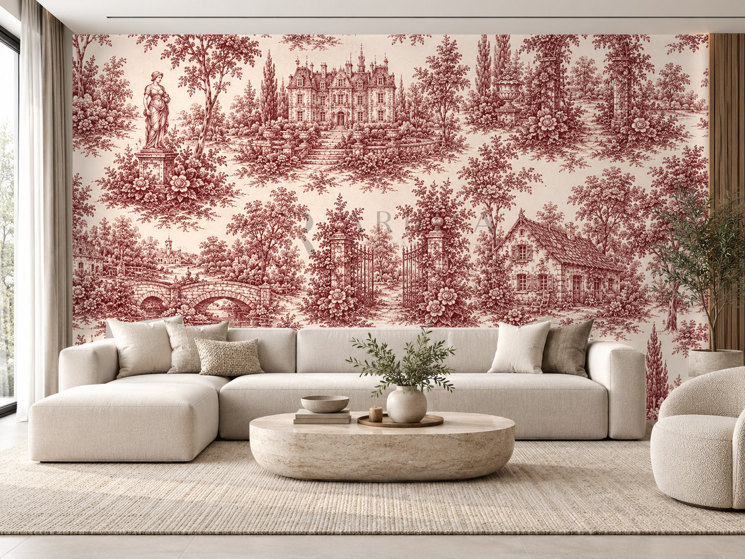 — Burgundy Heritage Duvar Kağıdı (TJ-010) – görsel 1