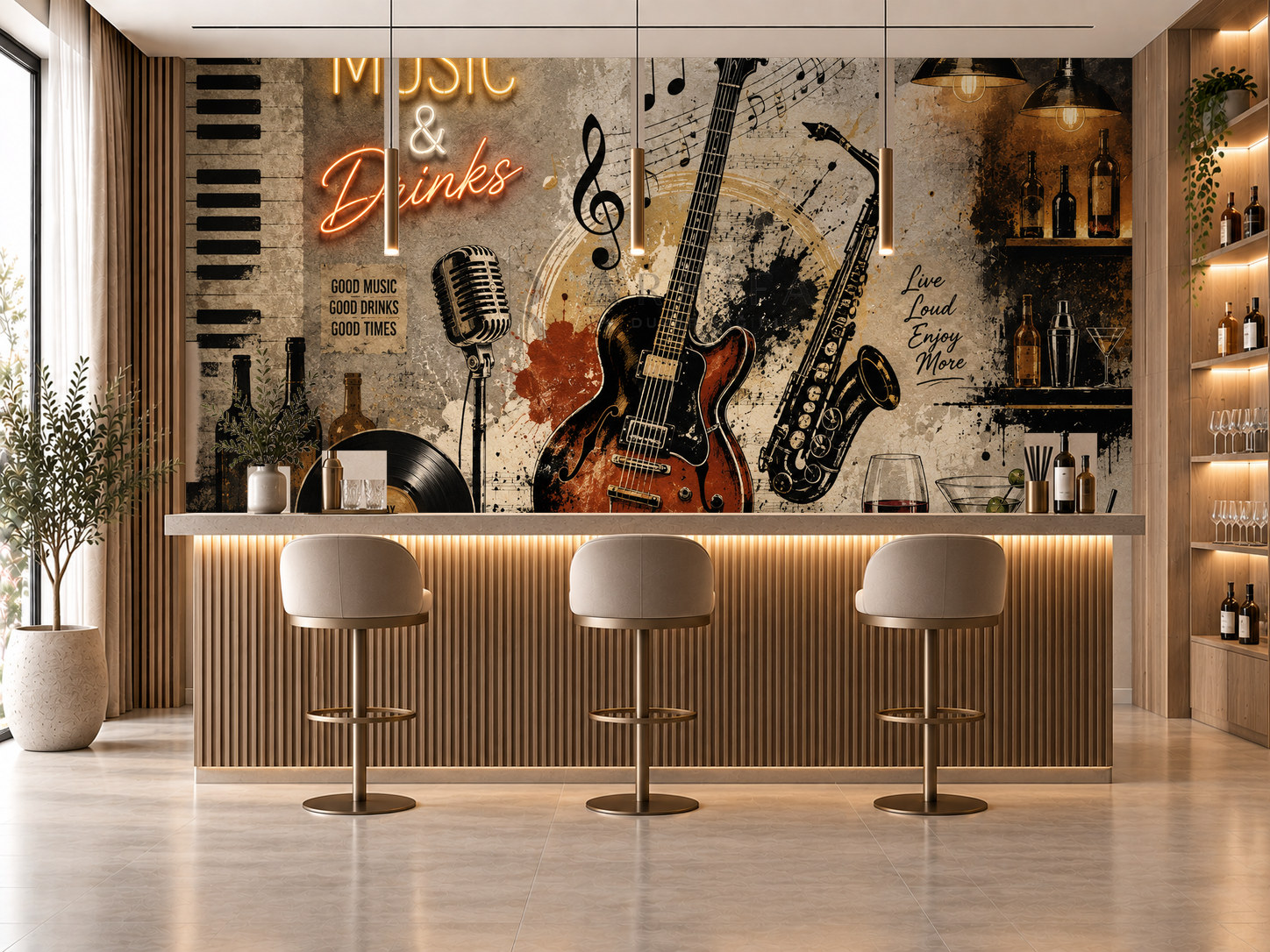 — Music & Drinks Duvar Kağıdı (EN-007) – görsel 1