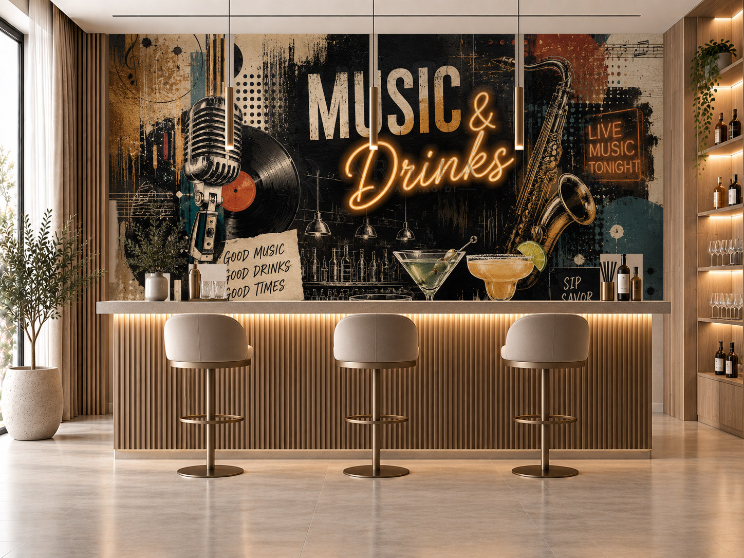 — Music & Drinks Duvar Kağıdı (EN-007A) – görsel 1