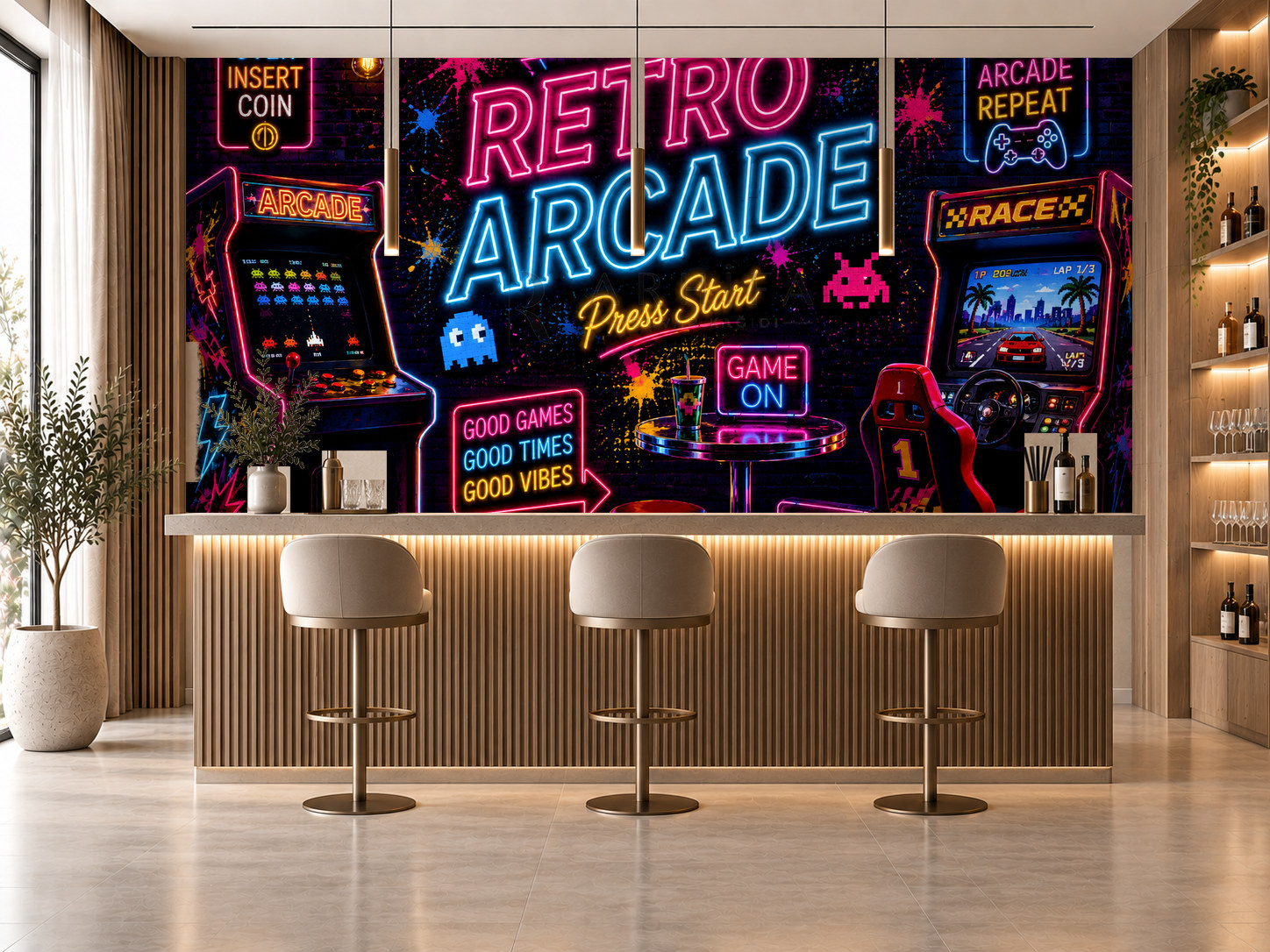 — Retro Arcade Duvar Kağıdı (EN-012) – görsel 1