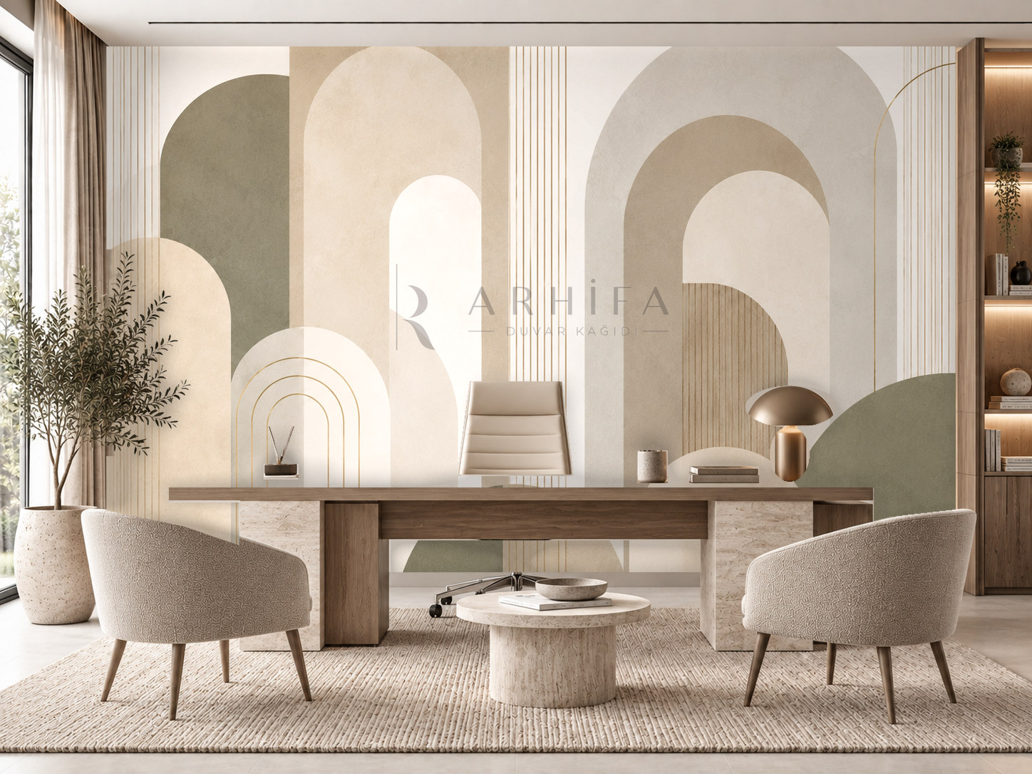 Architectural Balance (kemerler ve modern mimari) Duvar Kağıdı (OC-005) – görsel 1