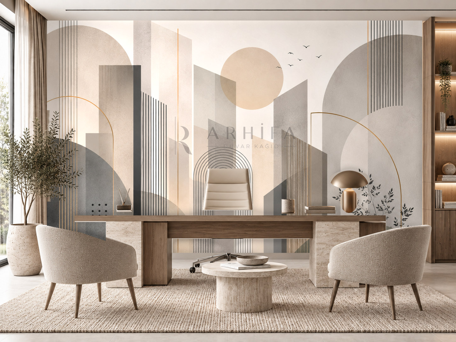 Urban Minimal (şehir mimarisinden ilham alan minimal kompozisyon) Duvar Kağıdı (OC-010) – görsel 1