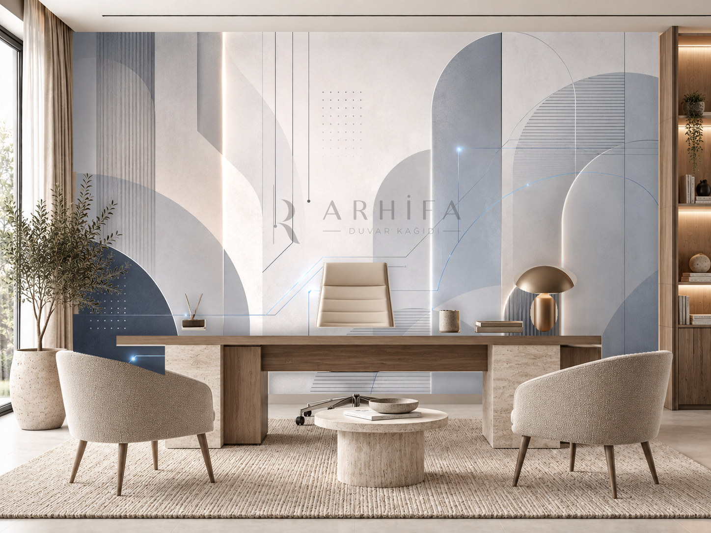 Future Workspace (teknoloji ve modern çalışma alanı hissi) Duvar Kağıdı (OC-015) – görsel 1