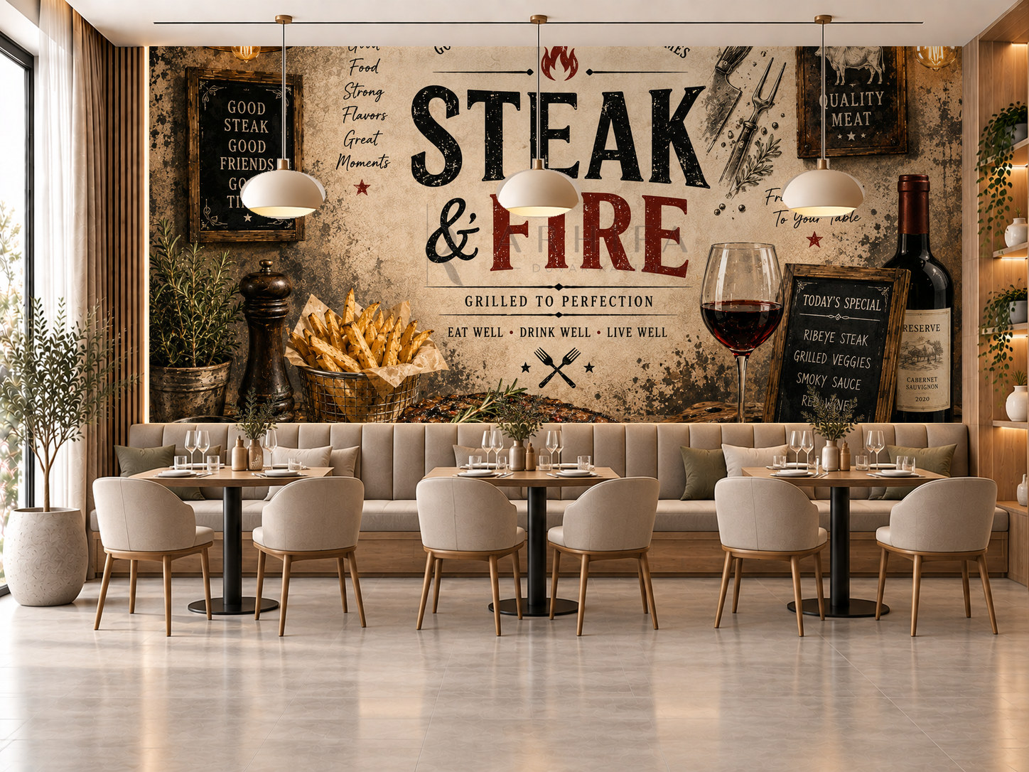 — Steak & Fire Duvar Kağıdı (RF-005) – görsel 1