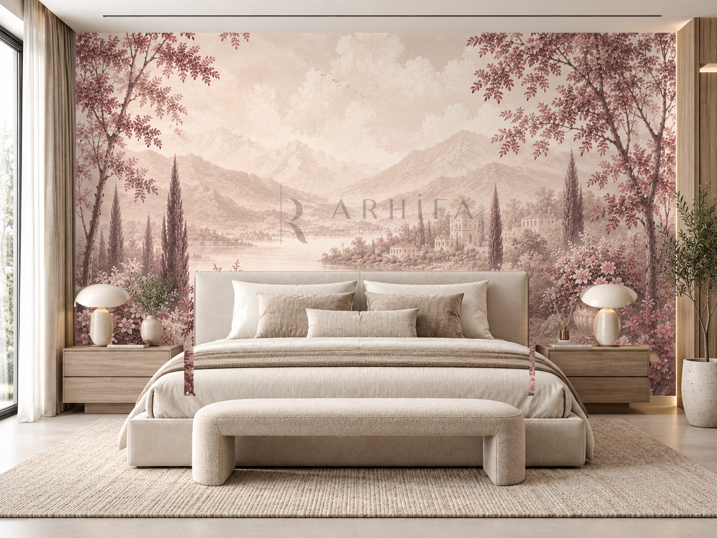 — Dusty Rose Landscape Duvar Kağıdı (FMB-002) – görsel 1