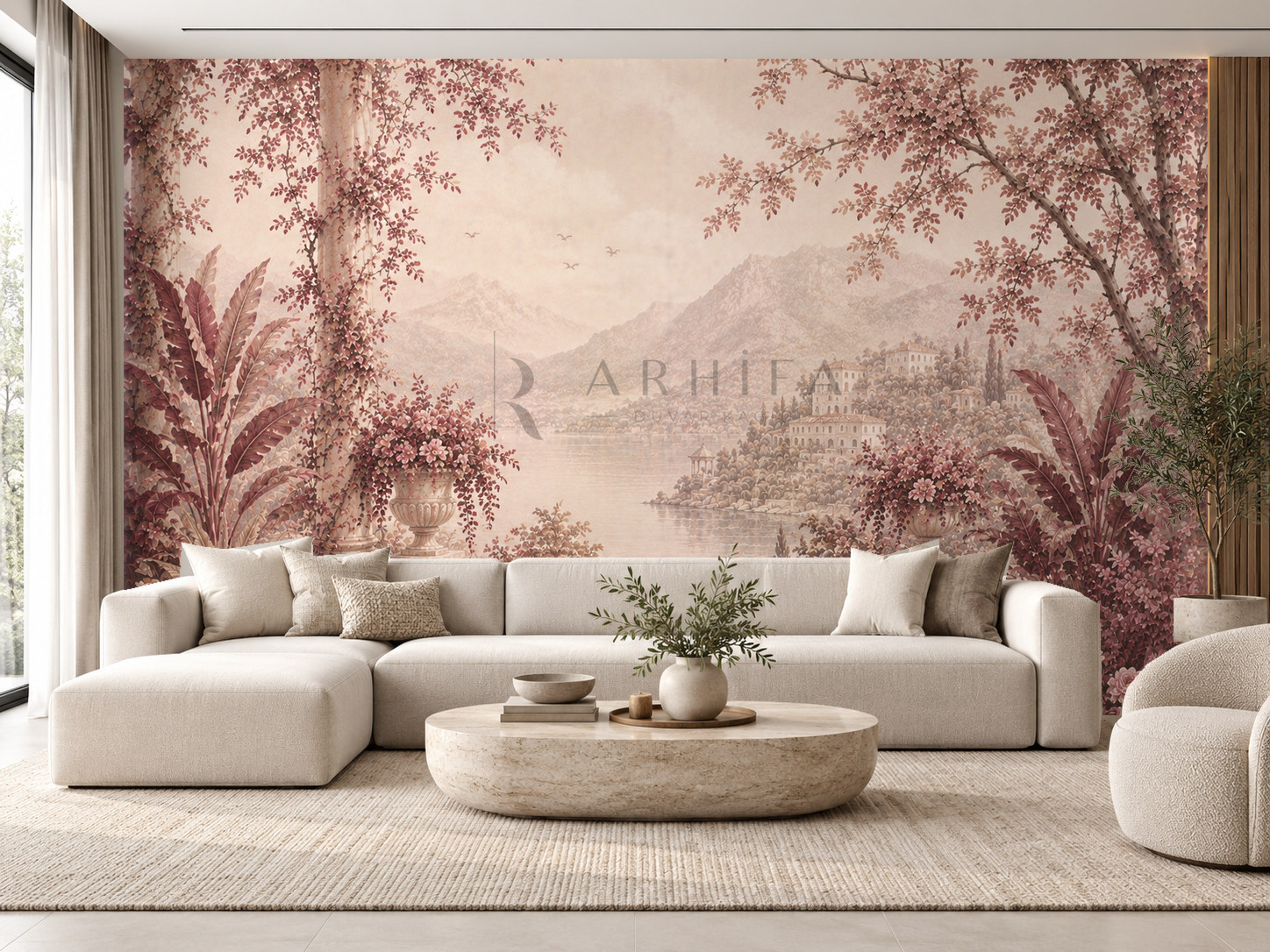— Blush Garden Terrace Duvar Kağıdı (FMB-006) – görsel 1