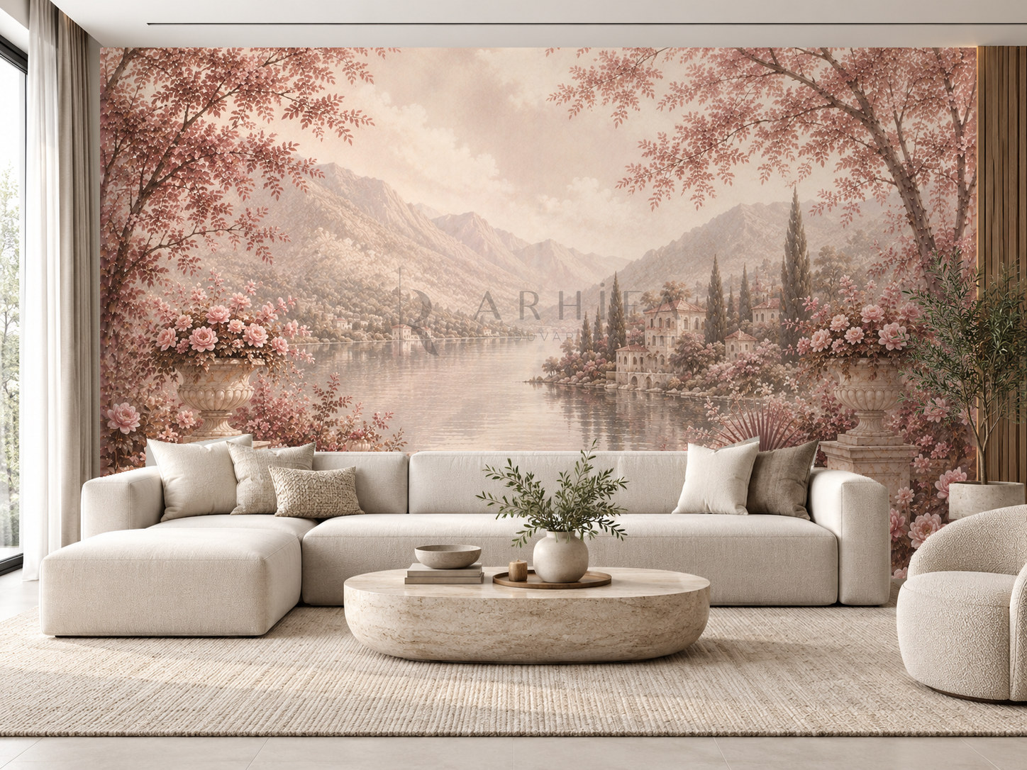 — Dusty Rose Lake Garden Duvar Kağıdı (FMB-013) – görsel 1