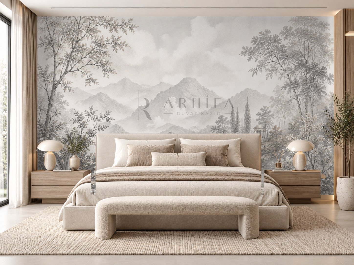 — Soft Gray Landscape Duvar Kağıdı (FMG-002) – görsel 1