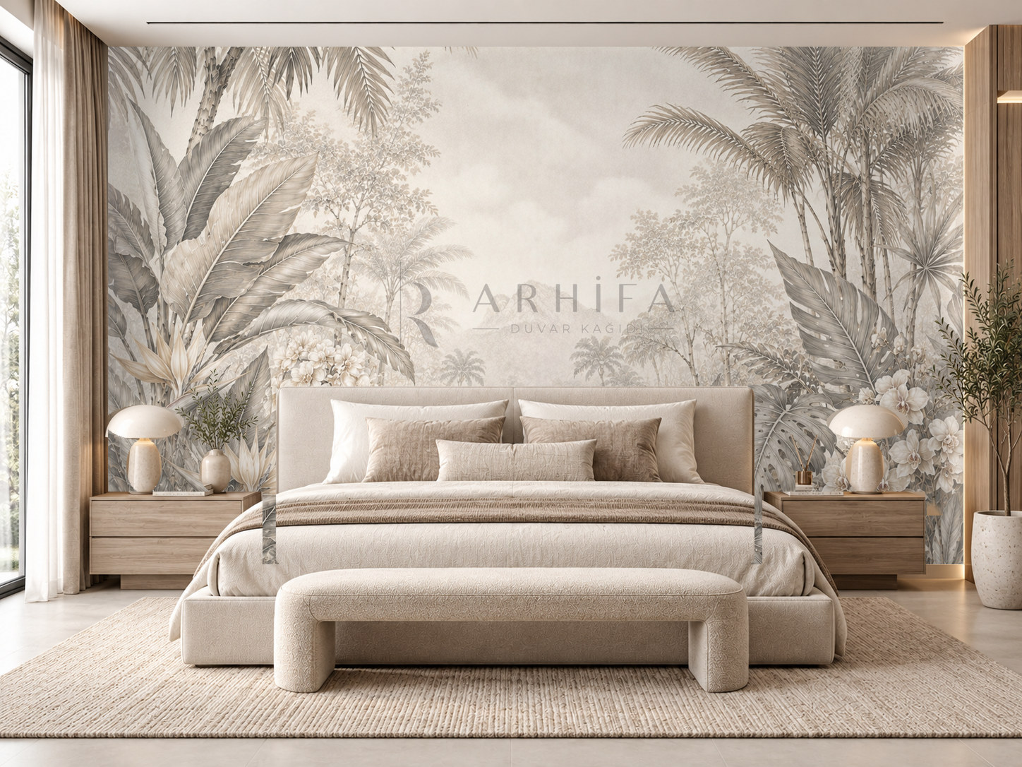 — Quiet Tropical Garden Duvar Kağıdı (FMG-005) – görsel 1