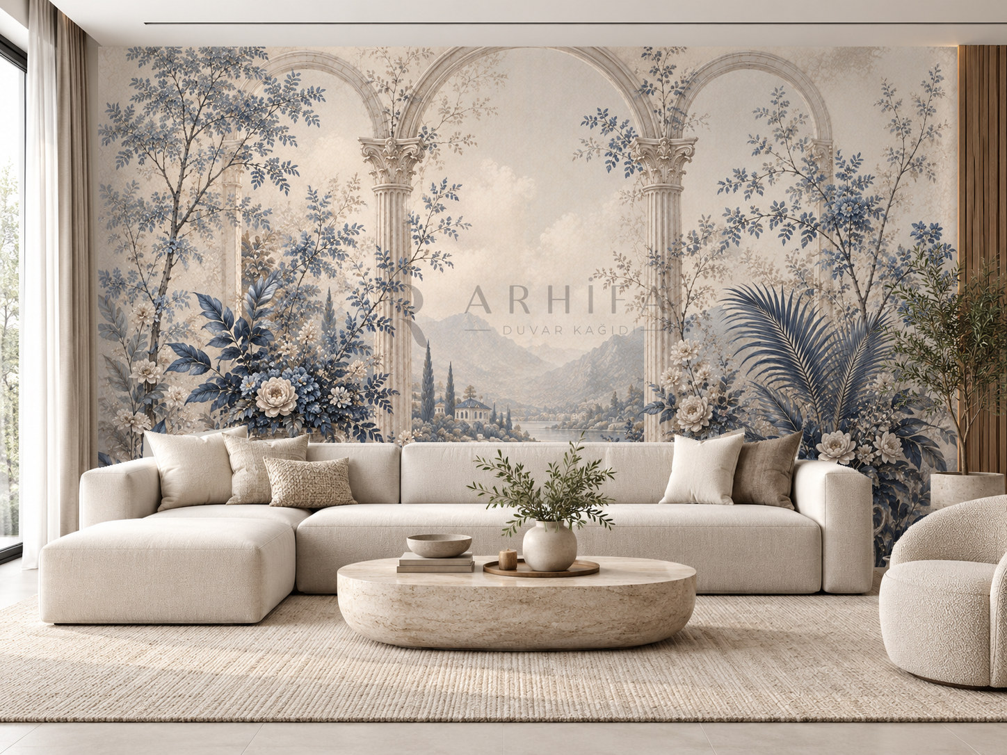 — Dusty Navy Botanical Garden Duvar Kağıdı (FMN-001) – görsel 1