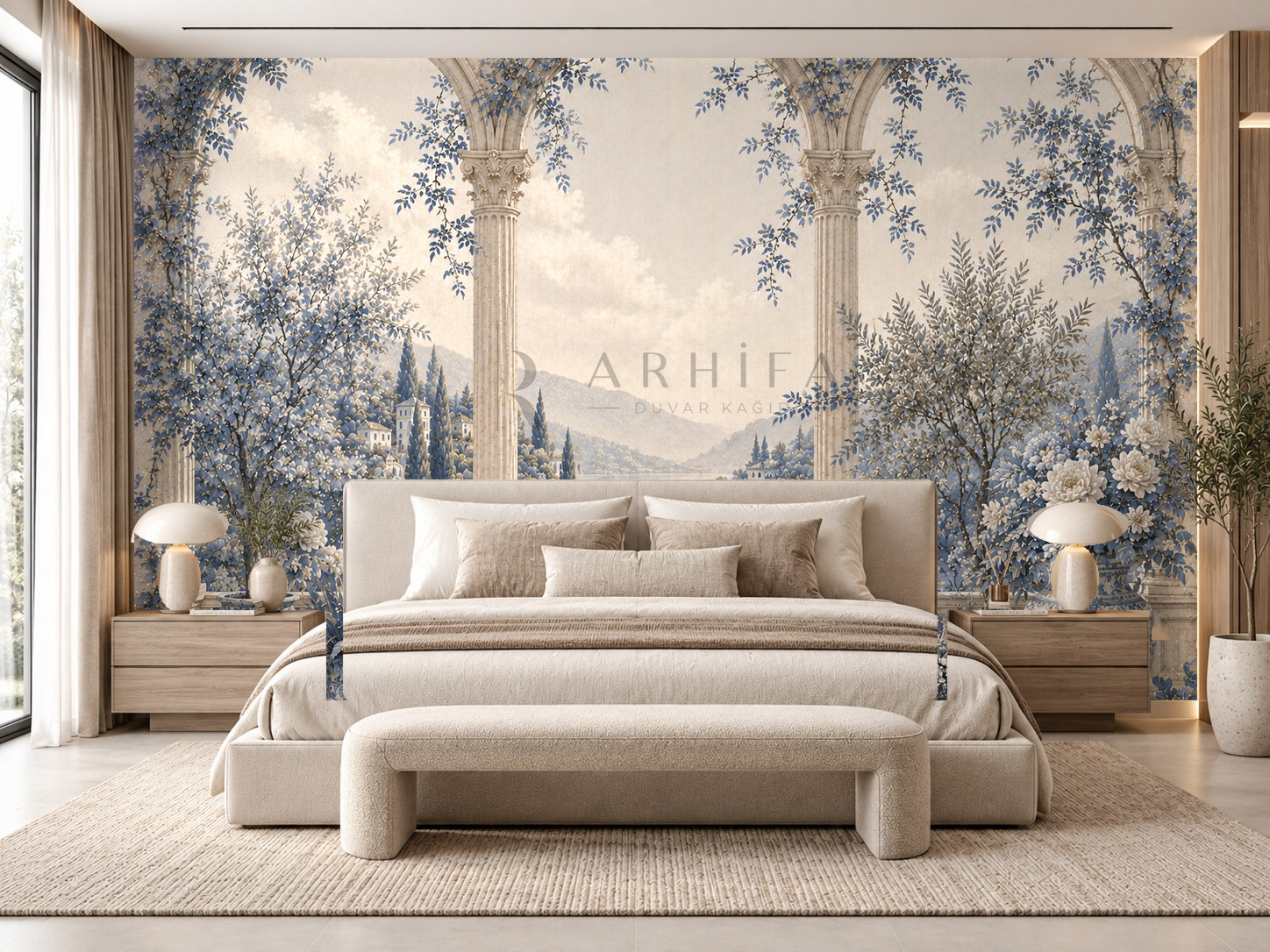 — Blue Garden Terrace Duvar Kağıdı (FMN-006) – görsel 1