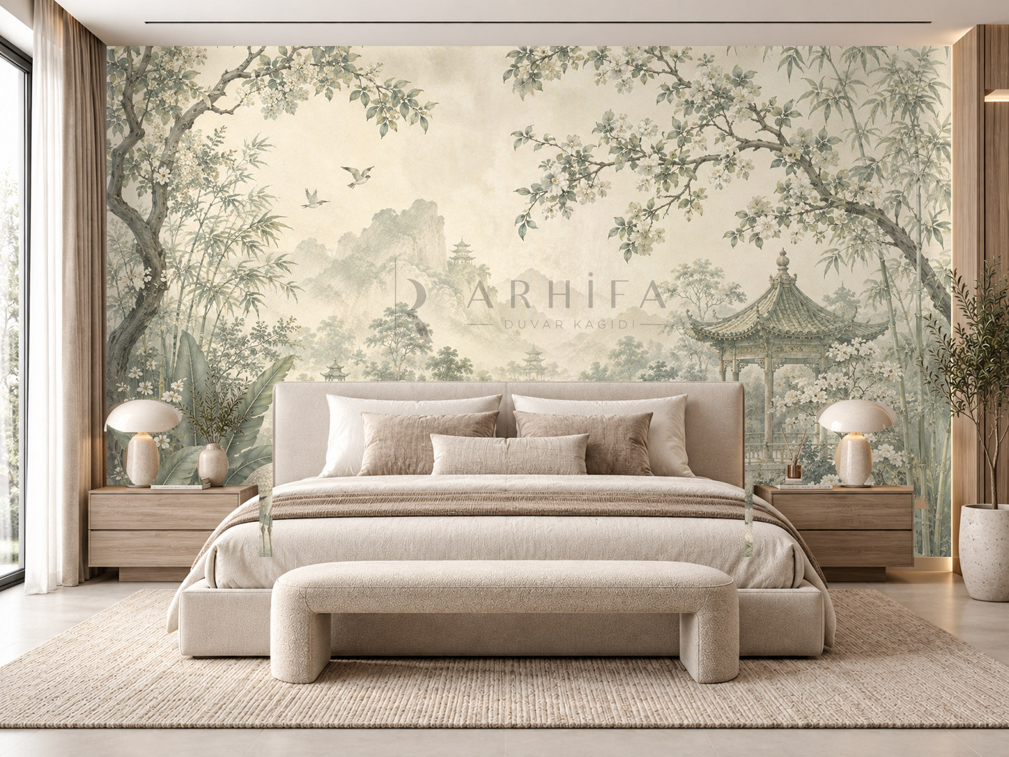 — Sage Chinoiserie Duvar Kağıdı (FMS-004) – görsel 1