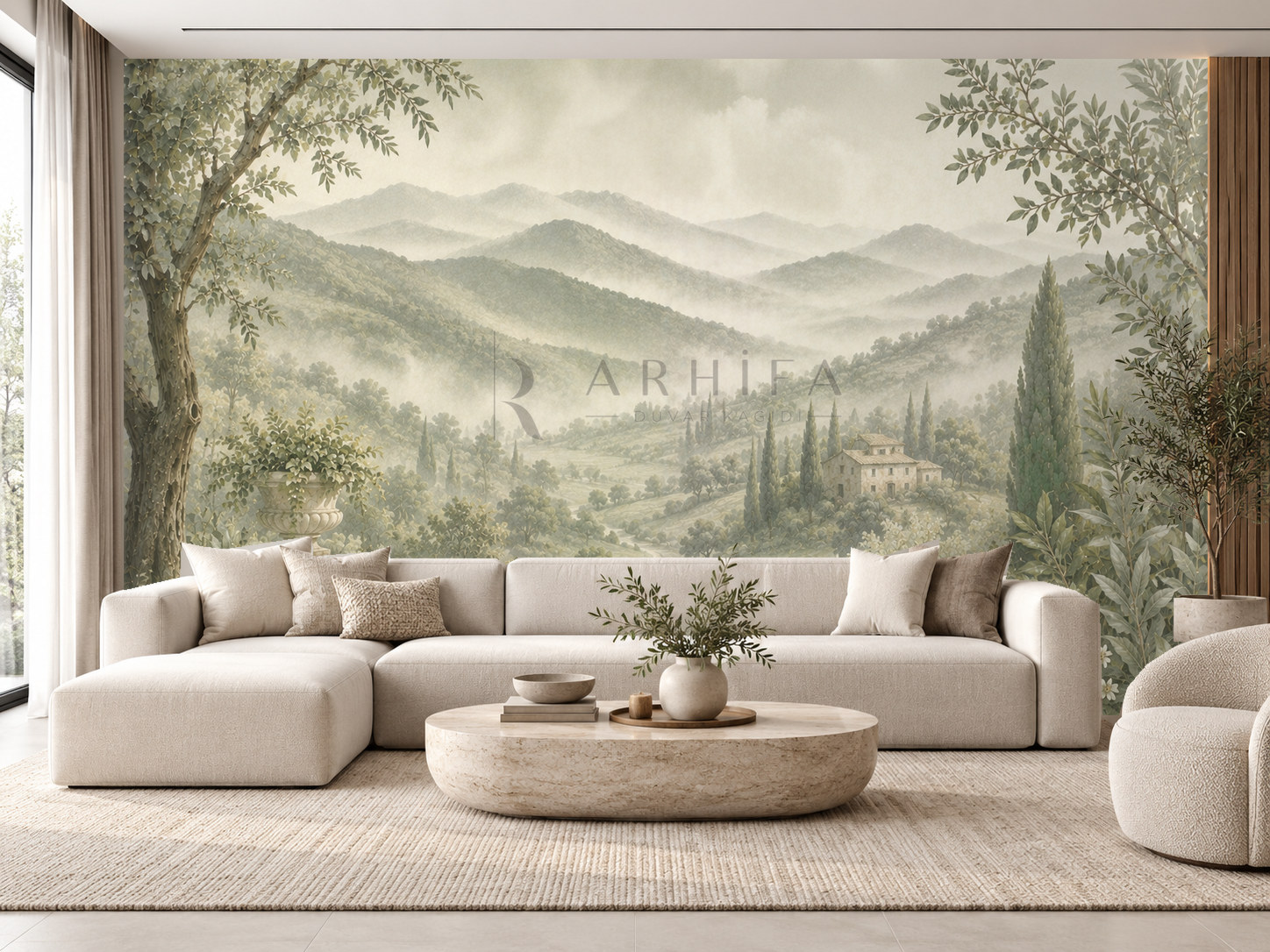 — Misty Olive Valley Duvar Kağıdı (FMS-007) – görsel 1