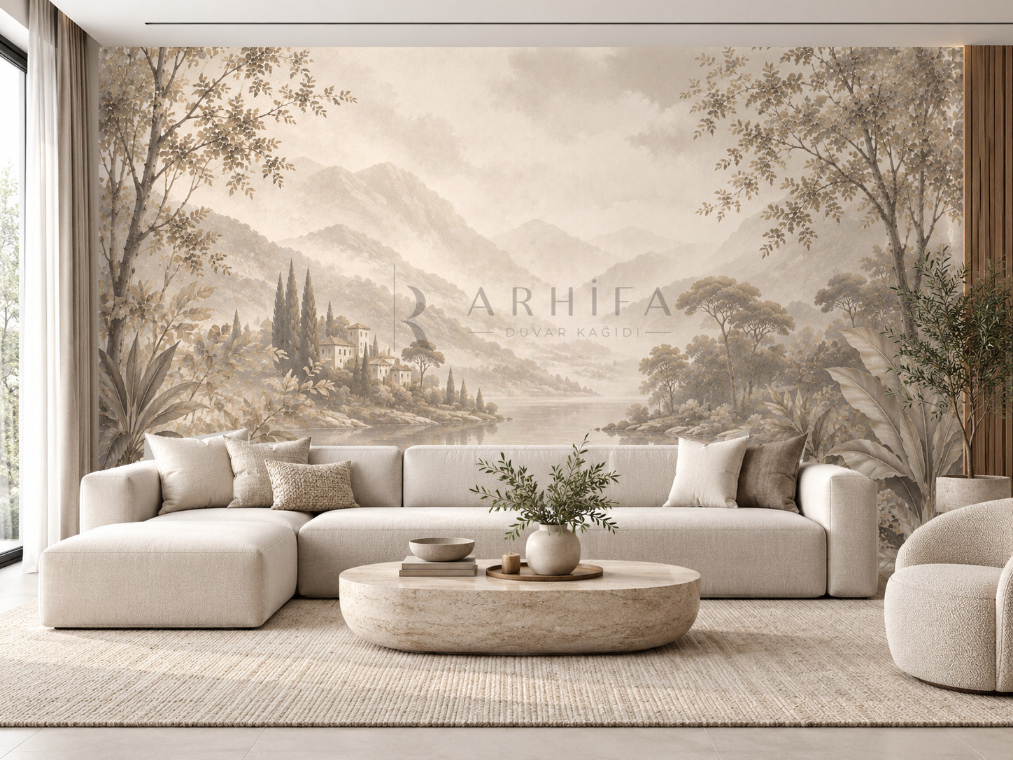 — Misty Taupe Landscape Duvar Kağıdı (FMT-002) – görsel 1