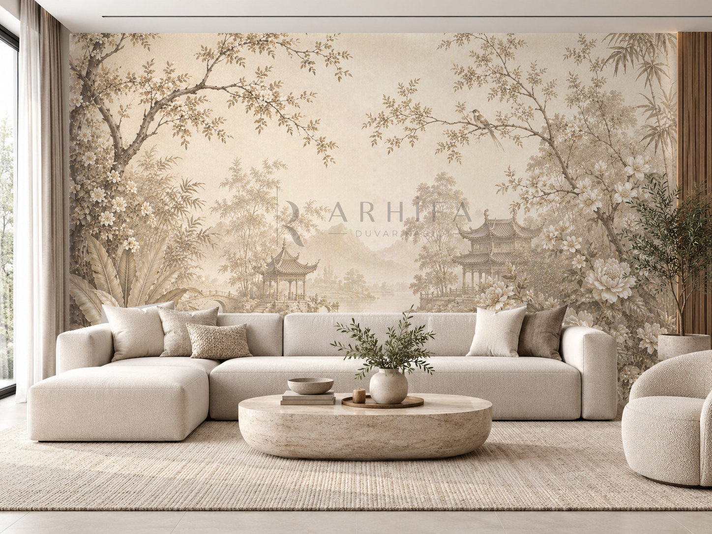— Taupe Chinoiserie Duvar Kağıdı (FMT-004) – görsel 1