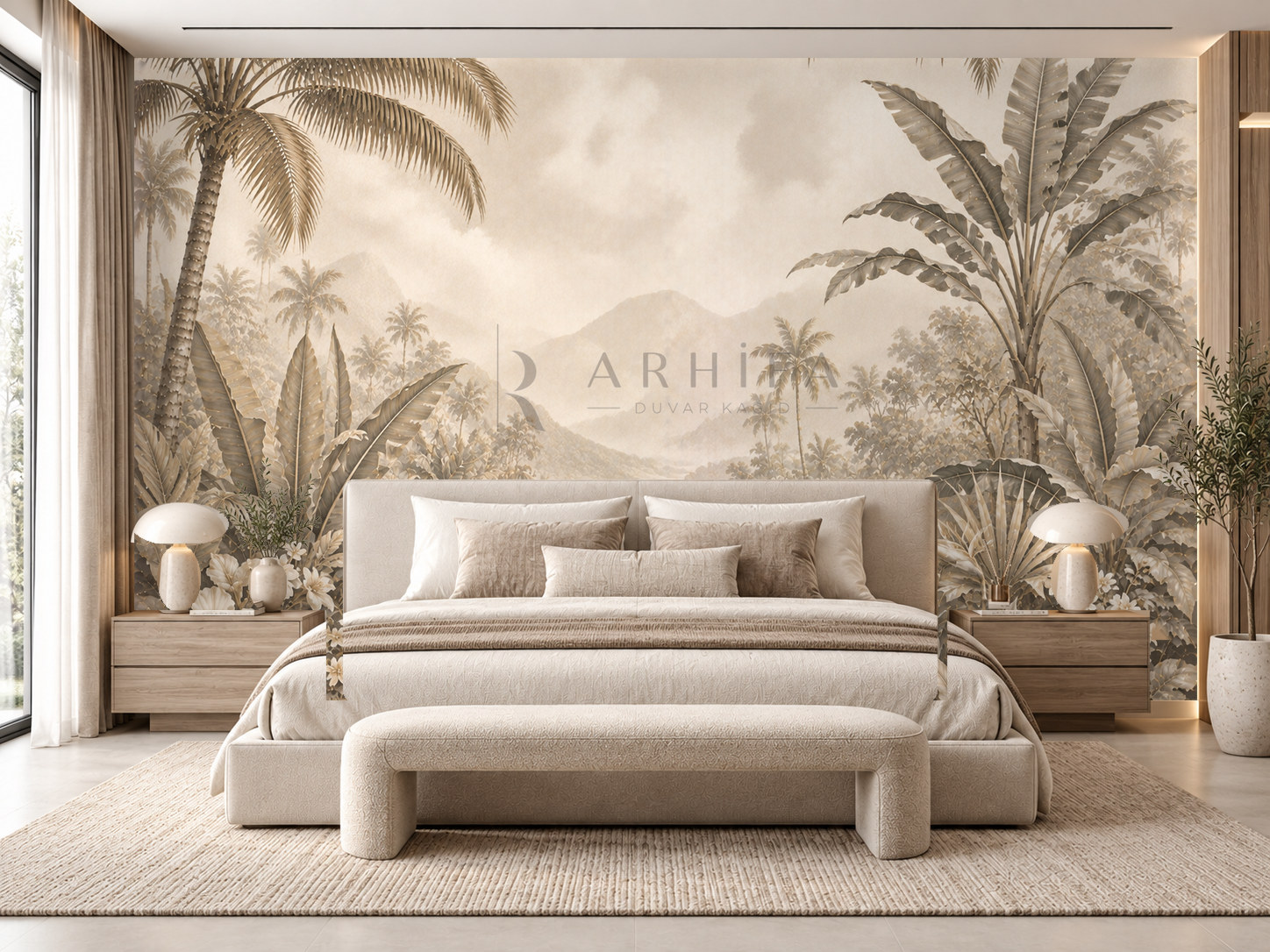 — Quiet Tropical Taupe Duvar Kağıdı (FMT-005) – görsel 1
