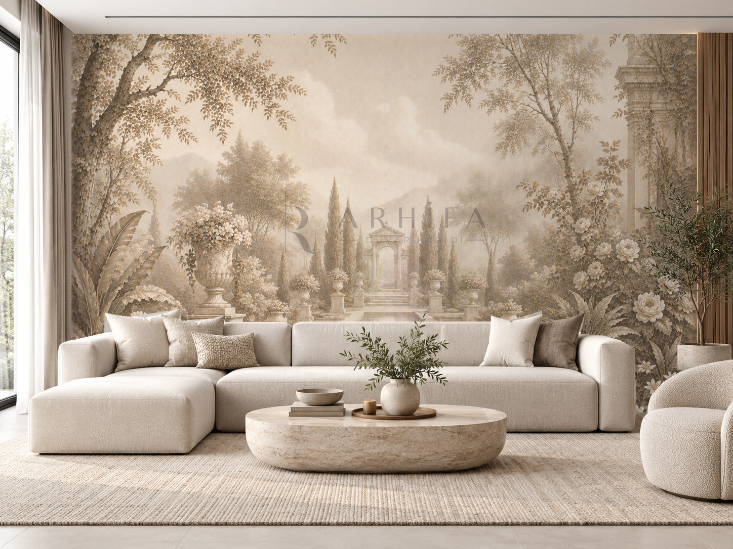 — Classical Taupe Garden Duvar Kağıdı (FMT-008) – görsel 1