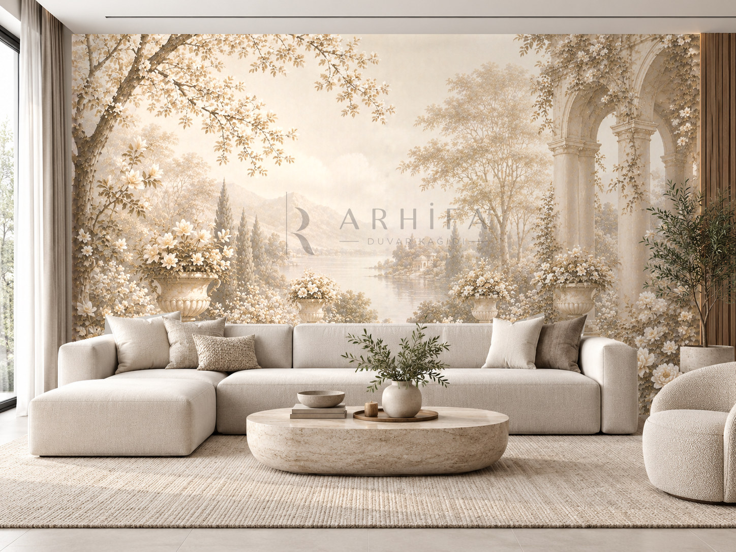— Ivory Blossom Garden Duvar Kağıdı (FMT-014) – görsel 1