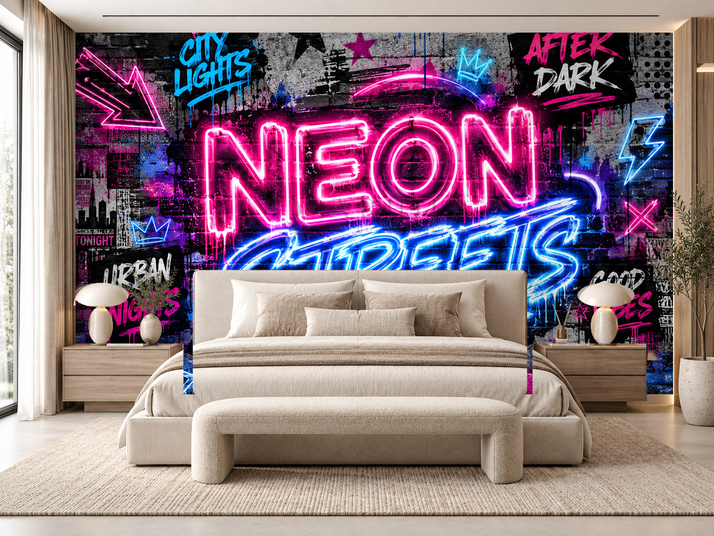 — Neon Streets Duvar Kağıdı (UG-002) – görsel 1
