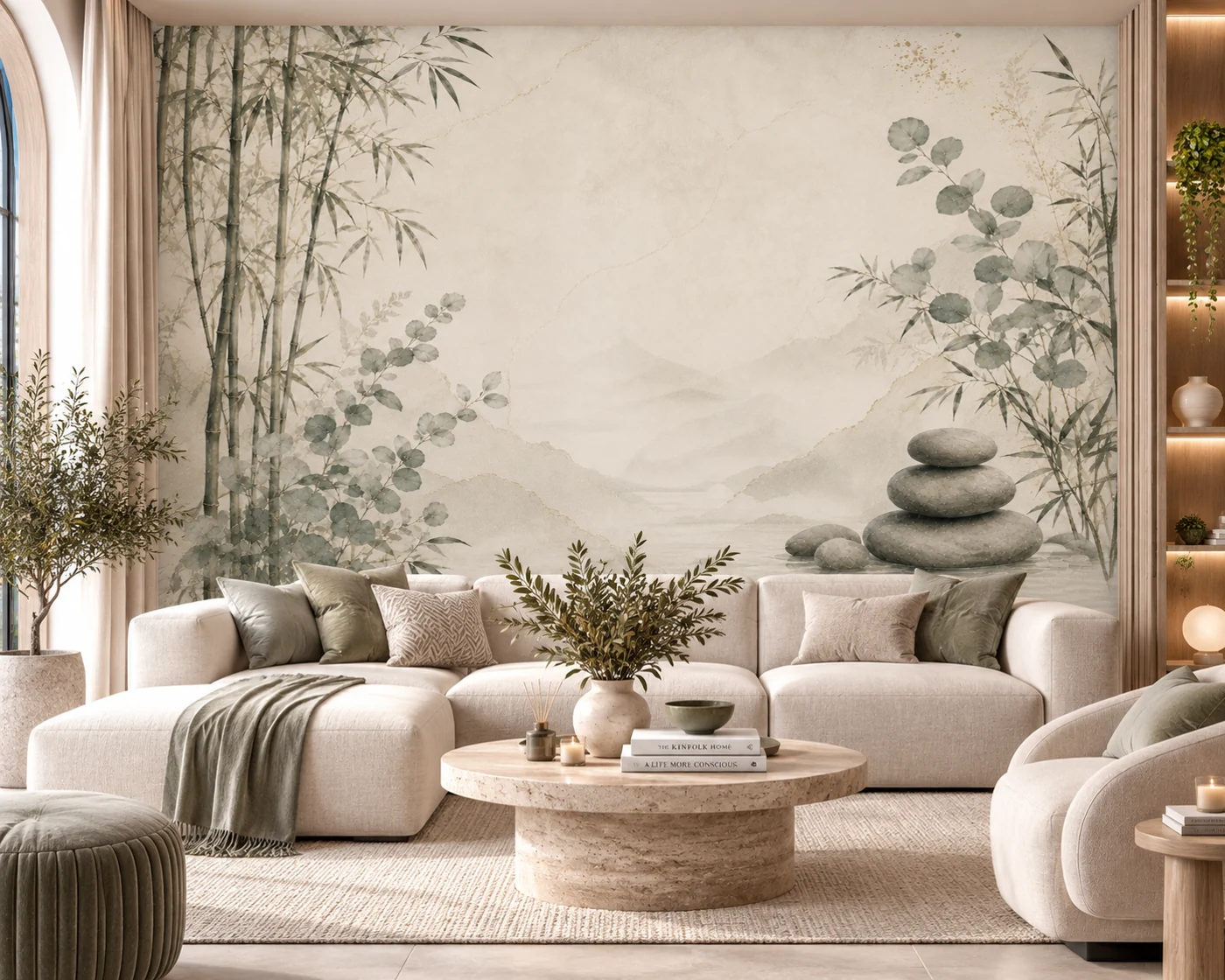 Zen Bahçe - Japon Botanik Duvar Kağıdı (BT-011) — Salon