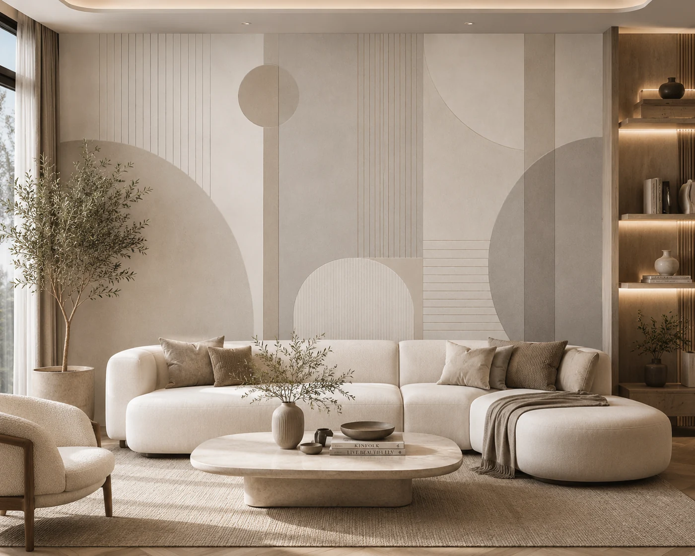 Doğrusal Denge - Modern Geometrik Duvar Kağıdı (MG-001) — Salon