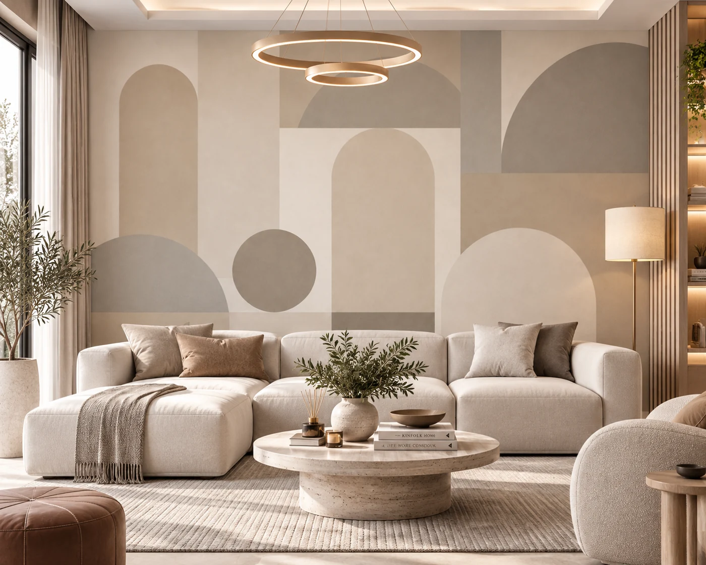 Sakin Geometri - Modern Oval Duvar Kağıdı (MG-008) — Salon