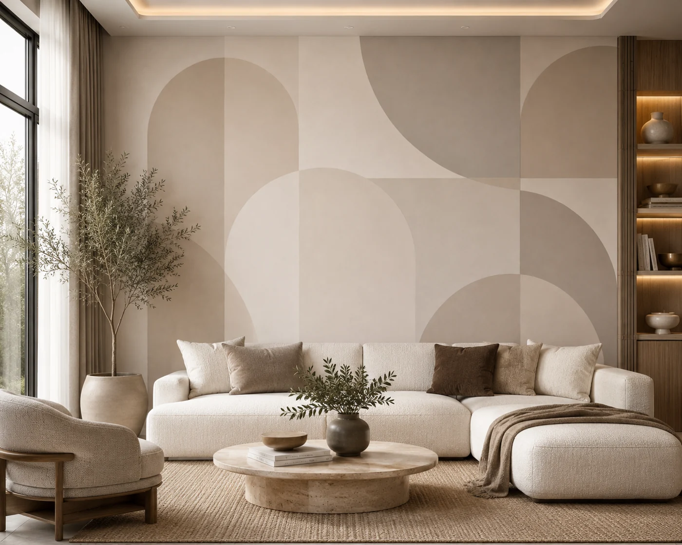 Yumuşak Kesişimler - Soyut Geometrik Duvar Kağıdı (MG-011) — Salon