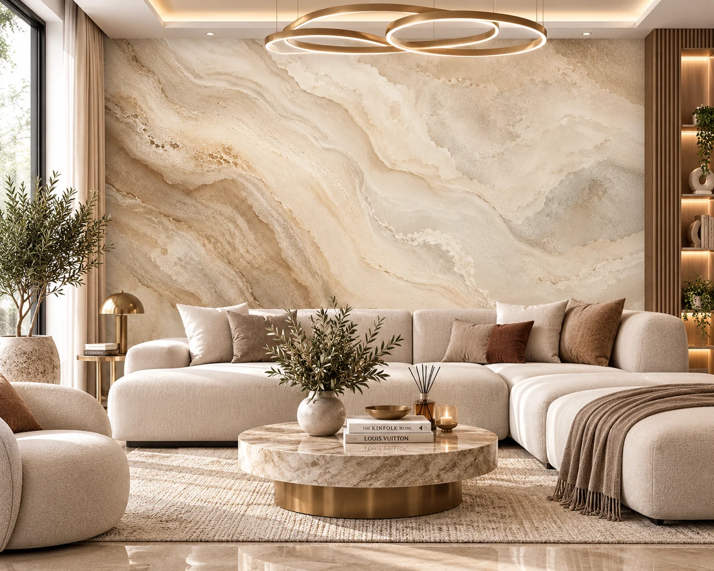 Kumtaşı - Doğal Taş Duvar Kağıdı (ML-004) — Salon