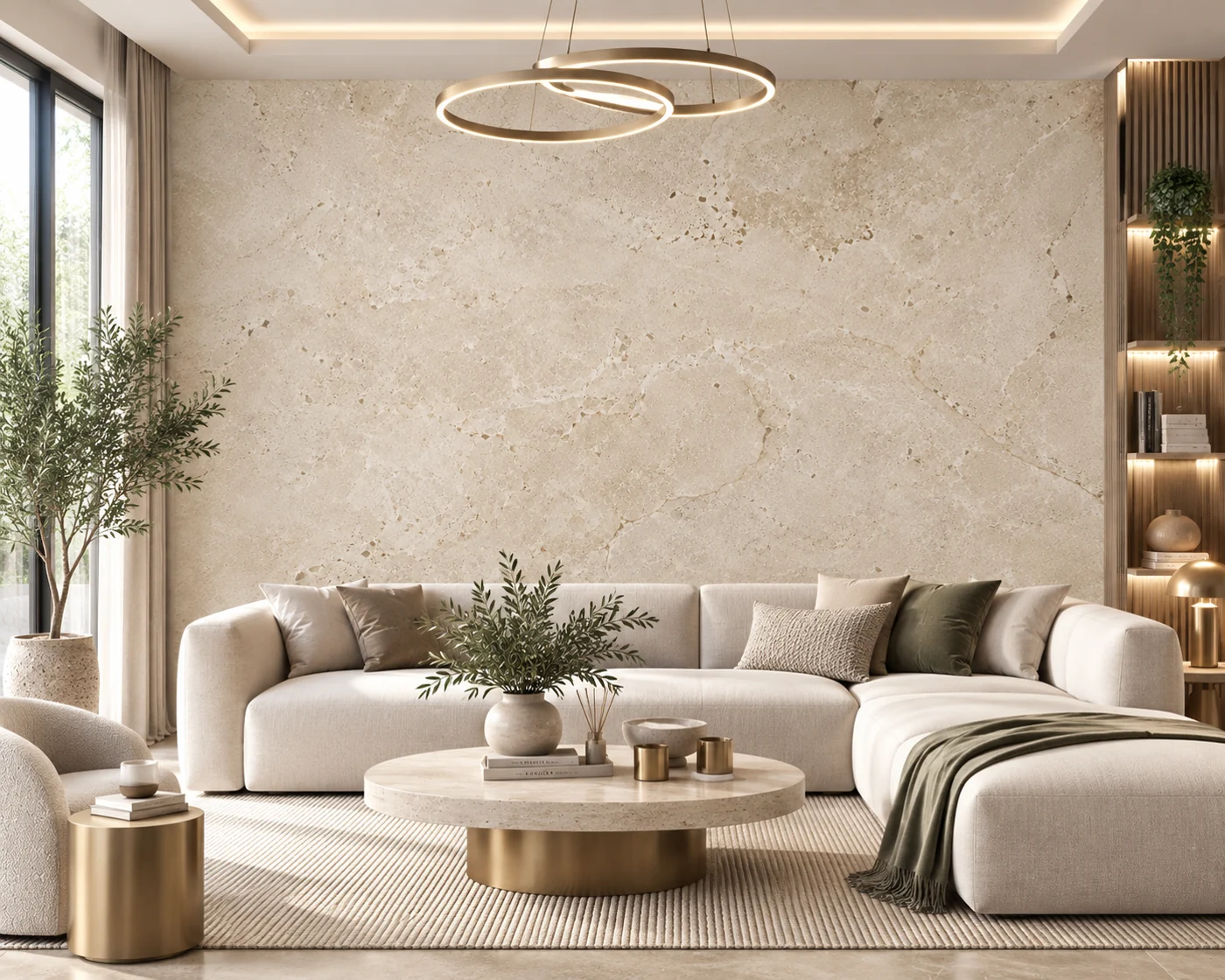 Doğal Kireçtaşı - Soft Taş Duvar Kağıdı (ML-009) — Salon