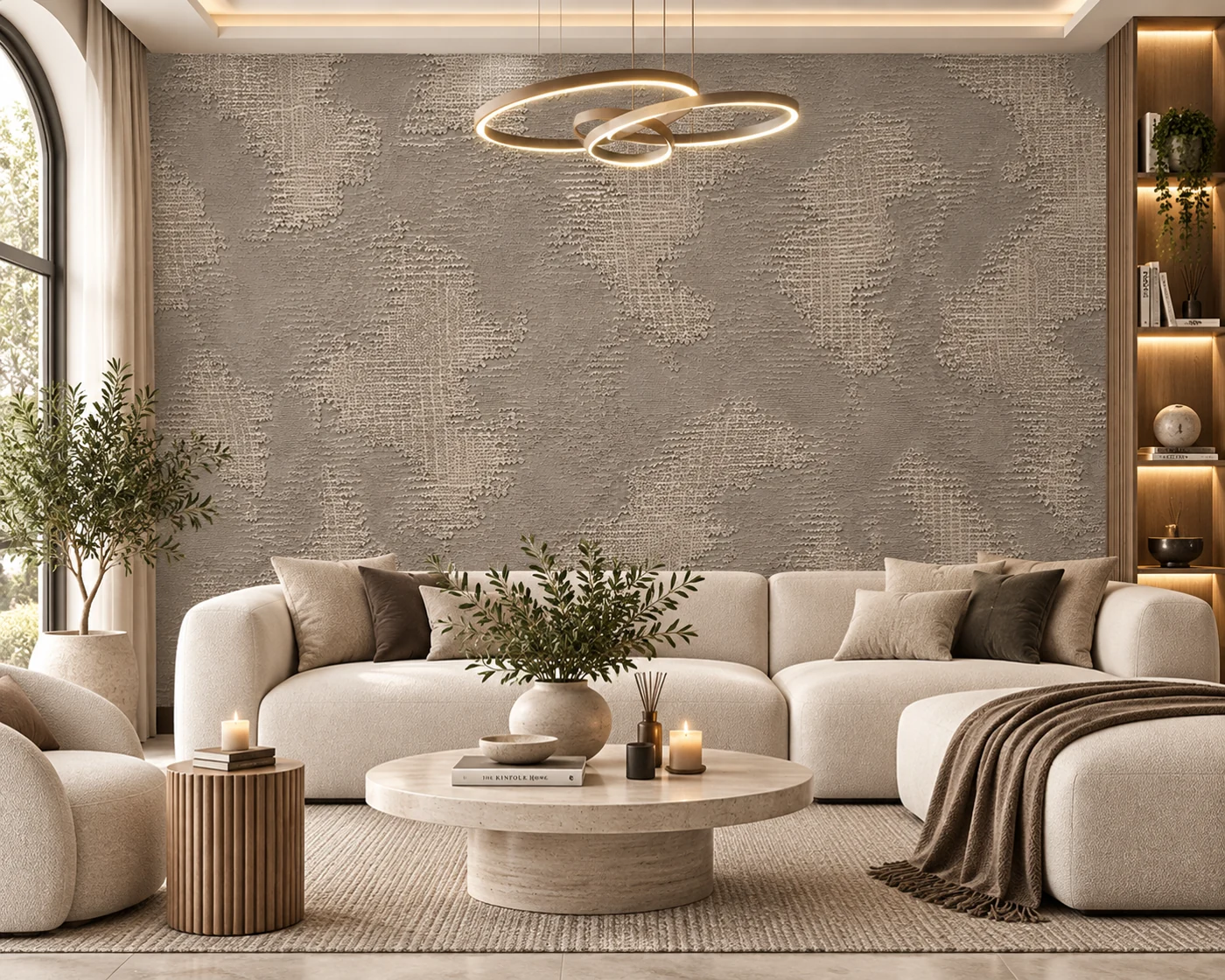 Dumanlı Taupe - Dokulandırılmış Duvar Kağıdı (RCT-010) — Salon