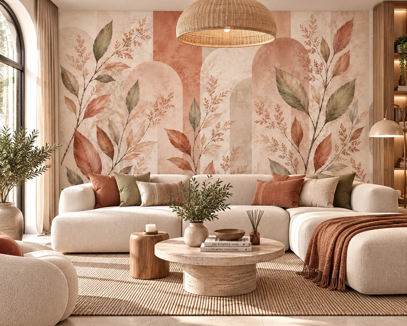 Terracotta Botanik - Sıcak Yaprak Duvar Kağıdı (SBM-011) — Salon